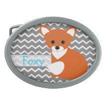 Fox rojo astuto hebillas de cinturon ovales