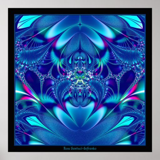 Fractal #1: Elegancia azul Poster