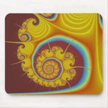 Fractal amarillo del espiral del Seashell Alfombrilla De Ratón