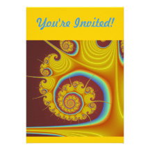 Fractal amarillo del espiral del Seashell Comunicado Personalizado