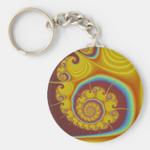 Fractal amarillo del espiral del Seashell Llavero
