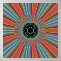Fractal anaranjado azul del resplandor solar posters