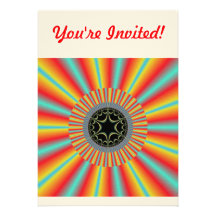 Fractal azul anaranjado del resplandor solar invitaciones personales 