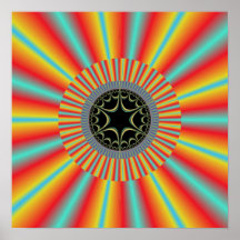 Fractal azul anaranjado del resplandor solar posters