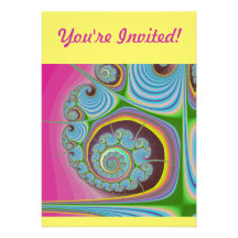 Fractal azul del espiral del Seashell Invitación Personalizada