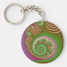 Fractal del espiral del Seashell del satén Llaveros Personalizados