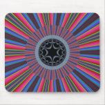 Fractal del resplandor solar del rojo azul alfombrillas de ratones