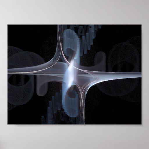 Fractal en azul y gris posters