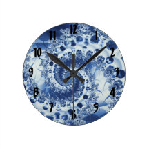 Fractal espiral azul claro de Shell Reloj De Pared