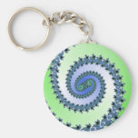 Fractal espiral verde y azul llaveros personalizados