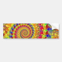 Fractal loco amarillo pegatina de parachoque
