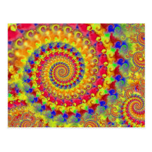Fractal loco amarillo tarjetas postales