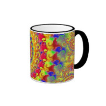 Fractal loco amarillo taza de café