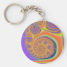 Fractal púrpura anaranjado espiral llavero personalizado