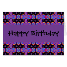 Fractal púrpura y negro del feliz cumpleaños felicitacion 