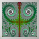 Fractal que despliega del helecho del pavo real poster