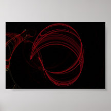Fractal radial rojo posters