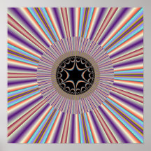 Fractal rayado púrpura del resplandor solar poster