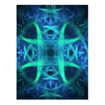 Fractal verde y azul tarjeta postal