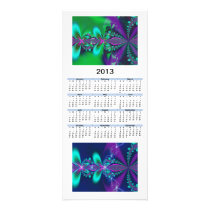 Fractales azules y verdes del calendario 2013 tarjetas publicitarias