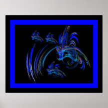 FRACTUAL FLORECE 1 TRULLO AZUL POSTER