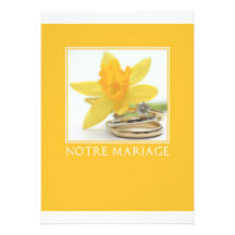 francés amarillo de la invitación del boda del nar