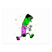 Frankenfinger rosado y verde tarjeta postal