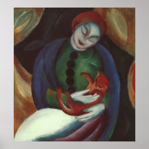 Franz Marc - chica con el gatito Kat femenino del  Impresiones