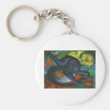 Franz Marc - dos gatos azules y amarillea el aceit Llavero Personalizado