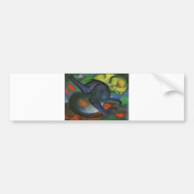 Franz Marc - dos gatos azules y amarillea el aceit Etiqueta De Parachoque