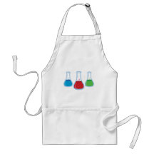 Frascos de la ciencia delantal
