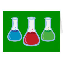 Frascos de la ciencia tarjeton