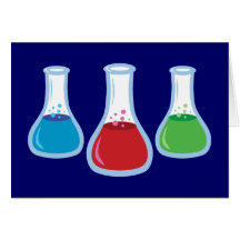 Frascos de la ciencia tarjeton