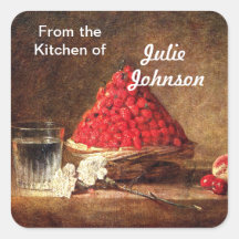 Fresas salvajes - arte de la fresa por Chardin Calcomania Cuadradas Personalizada