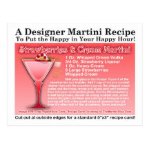 Fresas y Martini poner crema RecipePostcard Tarjetas Postales