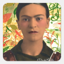 Frida Kahlo Reflejando Pegatinas Cuadradas Personalizadas