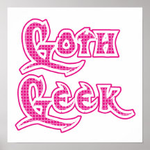 Friki rosado del gótico del modelo poster