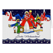 Frohe Weihnachten. Tarjeta alemana del estilo del 