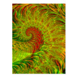 Fronda · Arte del fractal · Verde y rojo Postal