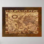 frontera orgánica antigua del arte w del mapa del  impresiones