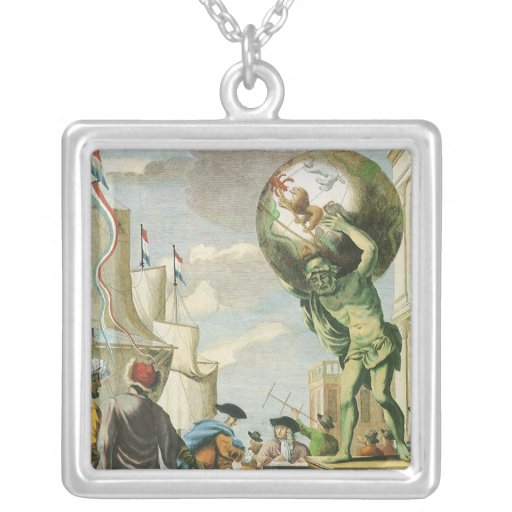 Frontispiece del atlas del vintage, globo del mund colgantes