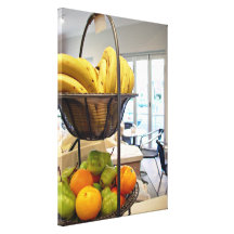 Frutas frescas en café impresion en lona