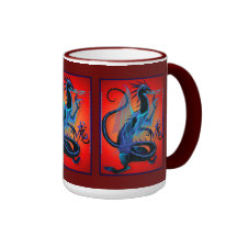 Fuego azul y tazas chinas del símbolo