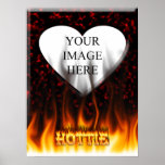 Fuego de Hottie y mármol del rojo de las llamas Poster