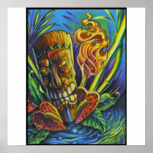 Fuego de la dios-impresión de Tiki Poster