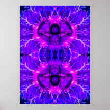 "Fuego en" la impresión azul del poster
