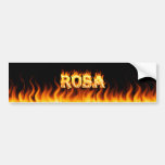 Fuego real de Rosa y diseño de la pegatina para el Etiqueta De Parachoque