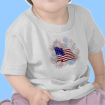 Fuegos artificiales de la bandera americana del KR camisetas