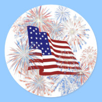 Fuegos artificiales de la bandera americana del KR pegatinas