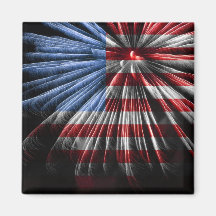 Fuegos artificiales de la bandera americana imán para frigorifico